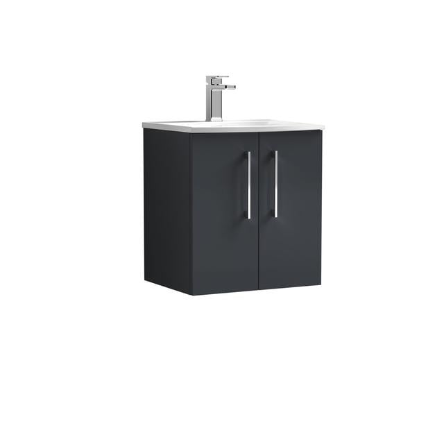 Arno 510mm Single Bathroom Vanity with Integrated Vitreous China Basin Nuie Vanity Unit Colour: Satin Anthracite on Productcaster.