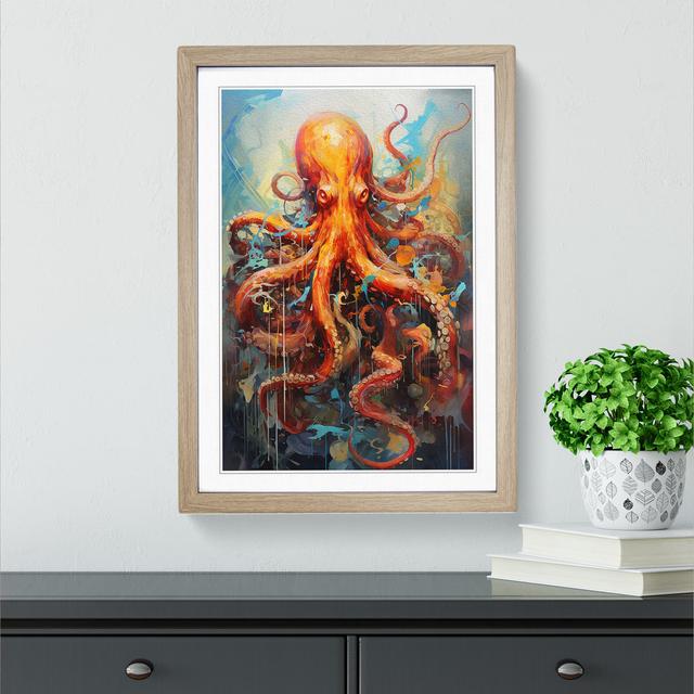 Octopus Expressionism Big Box Art Size: 64cm H x 46cm W x 2cm D, Frame Colour: Oak Framed on Productcaster.