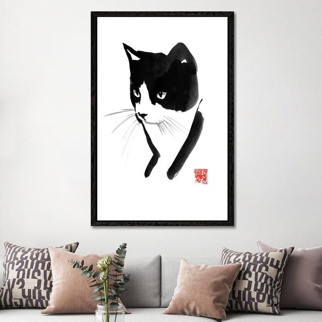 Cat Face - Print on Canvas Bloomsbury Market Format: Black Framed, Size: 152.4cm H x 101.6cm W x 3.81cm D on Productcaster.