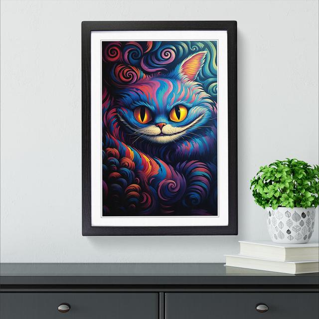 Cheshire Cat Op - Single Picture Frame Print on Wood Marlow Home Co. Size: 34cm H x 25cm W x 2cm D, Format: Black Framed on Productcaster.