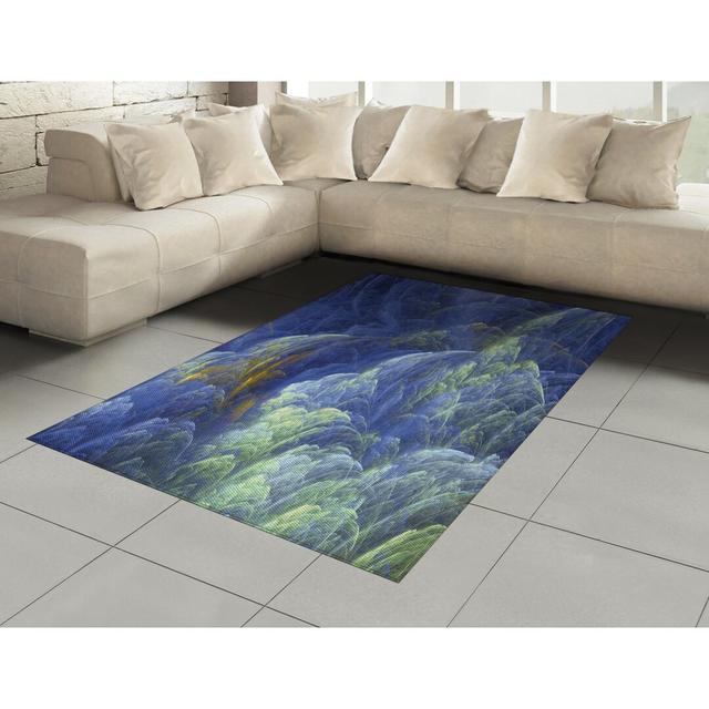 Flatweave Rug in Blue by Ebern Designs, Rug Size: Rectangle 120 x 180cm on Productcaster.