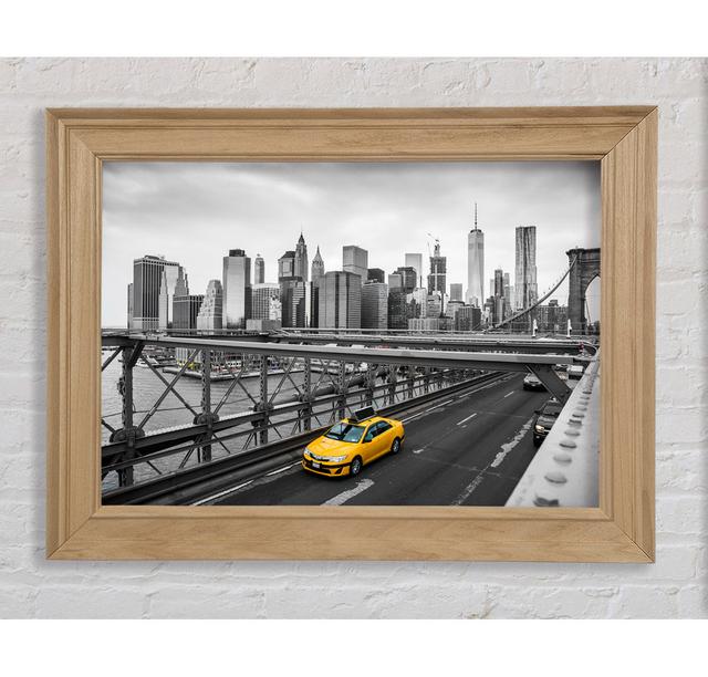 Yellow Cab On Brooklyn Bridge - Single Picture Frame Art Prints Bright Star Size: 21cm H x 42cm W x 8cm D on Productcaster.