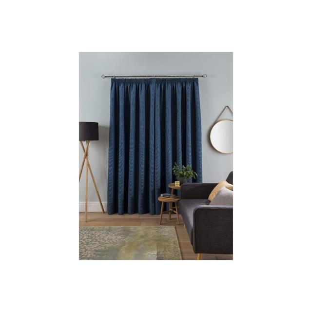 Breighlynn Pencil Pleat Blackout Thermal Curtains (Set of 2) Ebern Designs Colour: Navy, Panel Size: Width 117 x Drop 137 cm on Productcaster.