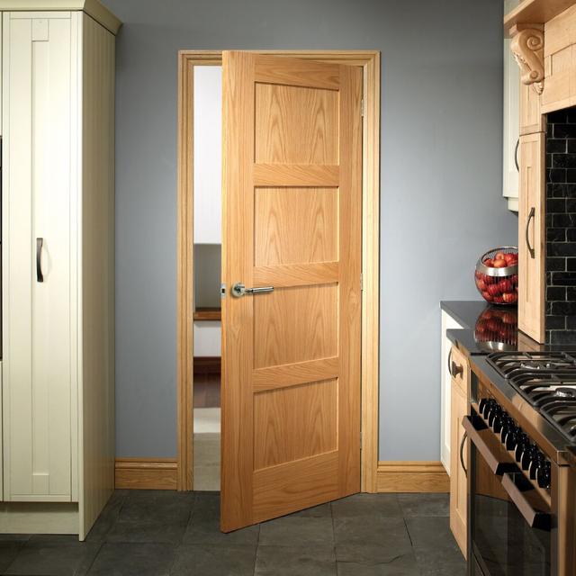 Internal Oak Shaker 4 Panel XL Joinery Door Size: 2032mm H x 813mm W x 35mm D on Productcaster.