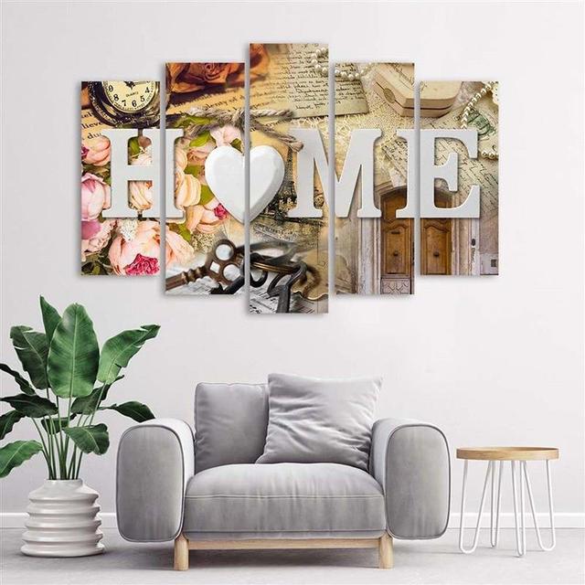 Canvas Print Home Heart Shabby Elegance August Grove Size: 100cm H x 200cm W on Productcaster.