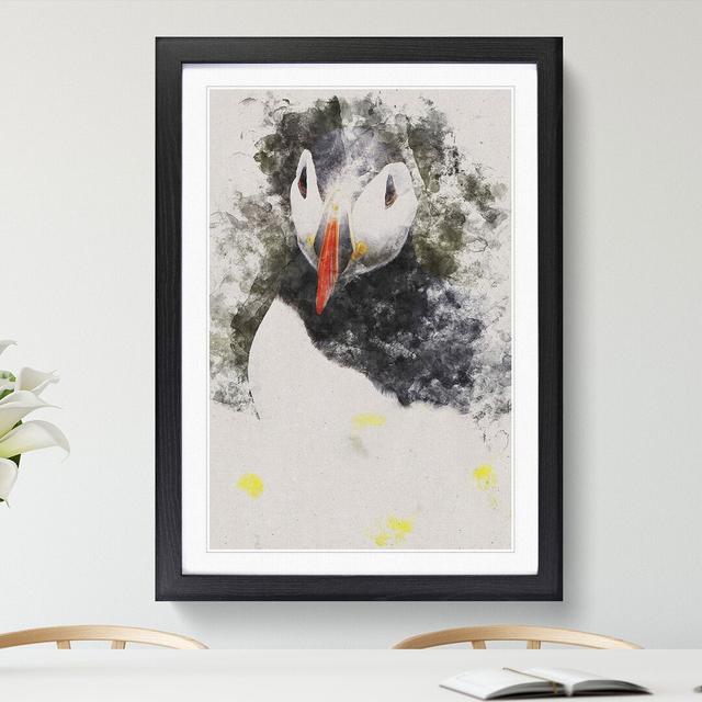 Atlantic Puffin Birds Vol.2 Watercolour - Picture Frame Graphic Art East Urban Home Frame Option: Black, Size: 65cm H x 48cm W x 2cm D on Productcaster.