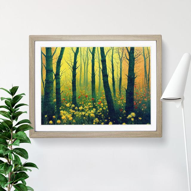 Shimmering Spring Forest - Picture Frame Graphic Art Alpen Home Size: 34cm H x 46cm W x 2cm D, Frame Colour: Oak on Productcaster.