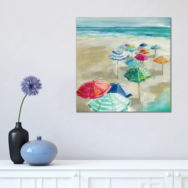 Umbrella Beach I by Carol Robinson - Painting Print on Canvas Highland Dunes Size: 45.72cm H x 45.72cm W x 1.91cm D, Frame Option: No Frame on Productcaster.