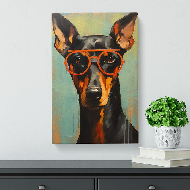 Doberman with Glasses Painting No.2 Happy Larry Size: 60cm H x 40cm W x 3cm D on Productcaster.