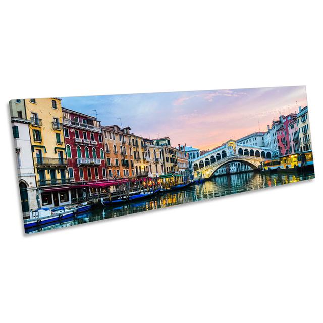 Rialto Bridge Venice Italy - Wrapped Canvas Panoramic Art Prints 17 Stories Size: 40.64cm H x 121.92cm W x 2cm D on Productcaster.