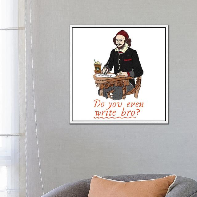 Shakespeare by Nick Cocozza - Floater Frame Gallery-Wrapped Canvas Giclée on Canvas Happy Larry Format: White Framed, Size: 66.04cm H x 66.04cm W on Productcaster.