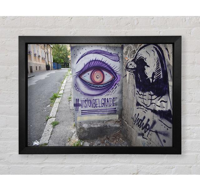 Spray Painted Eye Framed Print Brayden Studio Size: 100cm H x 84.1cm W x 3.4cm D, Format: Ventura Black Framed Paper on Productcaster.