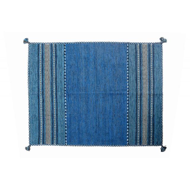 Kelim-Teppich Birmingham aus Baumwolle in Blau Natur Pur Teppichgröße: Rechteckig 200 cm x 140 cm on Productcaster.