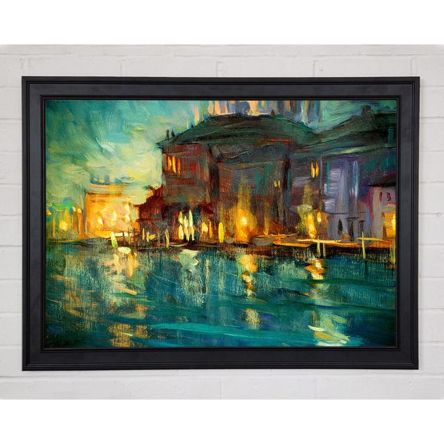 Water Reflections Town Lights Framed Print Rosalind Wheeler Size: 42cm H x 59.7cm W x 1.5cm D on Productcaster.