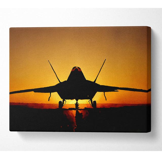 Airoplane At Sunset - Wrapped Canvas Art Prints Borough Wharf Size: 66cm H x 106.6cm W x 10cm D on Productcaster.