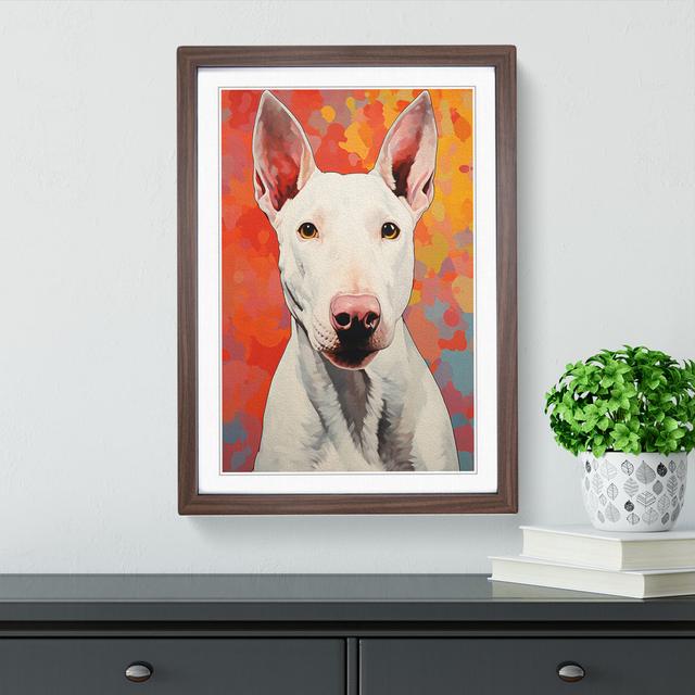 English Bull Terrier Hard Edge No.2 - Single Picture Frame Print on Wood Marlow Home Co. Frame Colour: Walnut, Size: 34cm H x 25cm W x 2cm D on Productcaster.