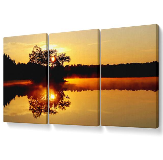 Reflections of the Sunset Tree - 3 Piece Wrapped Canvas Graphic Art Ebern Designs Size: 121.9cm H x 243.8cm W on Productcaster.