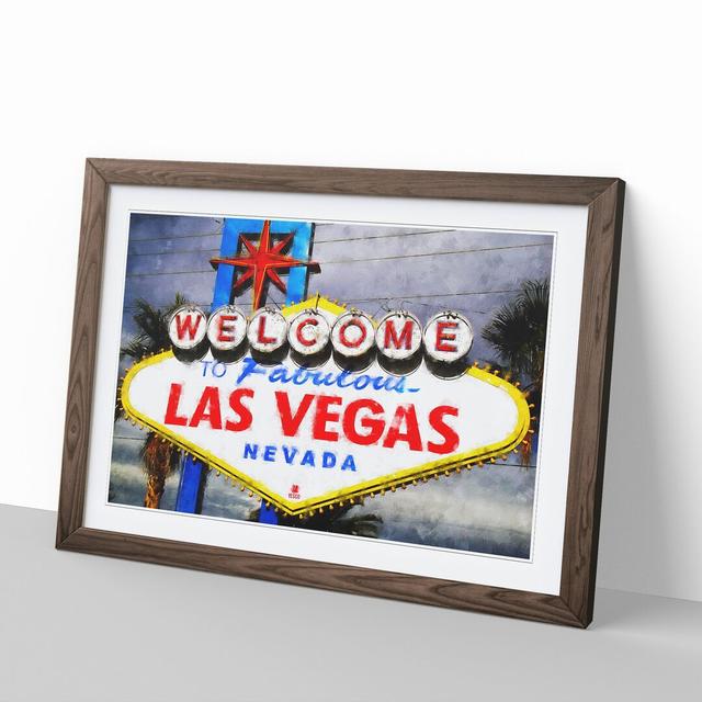 Las Vegas Sign Vol.2 - Picture Frame Painting East Urban Home Size: 27cm H x 36cm W x 2cm D, Frame Option: Walnut Framed on Productcaster.