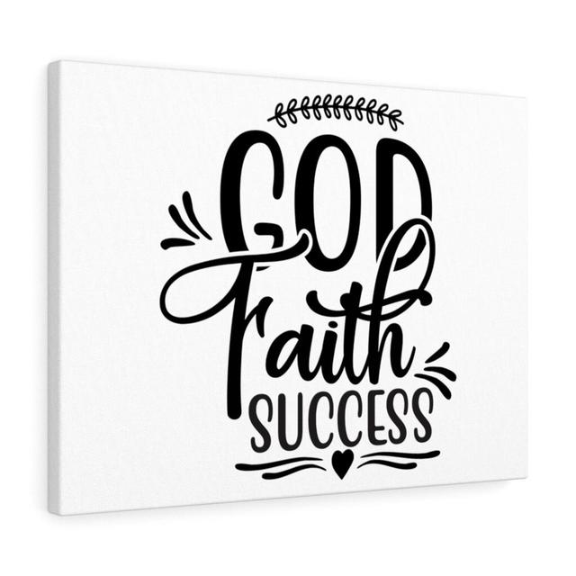 God Faith Success - Wrapped Canvas Typography Blue Elephant Size: 46cm H x 61cm W on Productcaster.