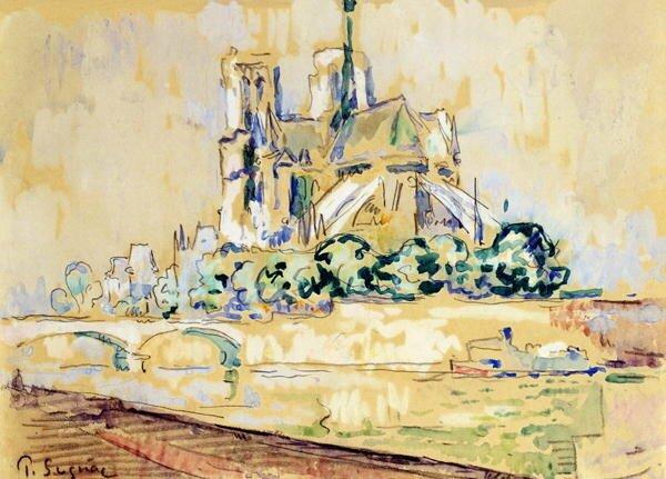 Notre Dame, 1885 by Paul Signac - Picture Frame Art Print on Paper East Urban Home Size: 40cm H x 50cm W x 2.3cm D, Format: Black Framed Paper on Productcaster.