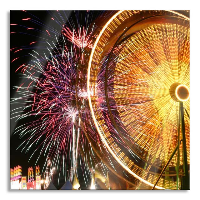 Fair with Fireworks - Unframed Photograph on Glass Ebern Designs Size: 70cm H x 70cm W x 0.4cm D on Productcaster.