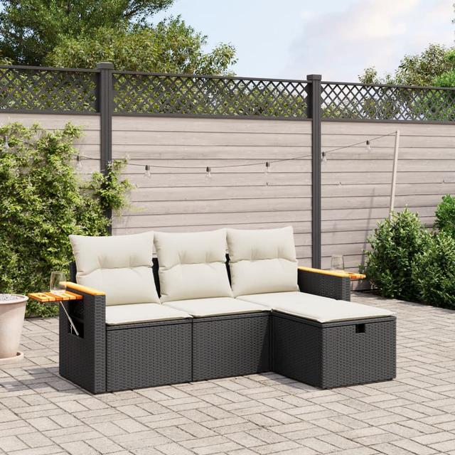 Gartensofa mit Kissen DEvidaxl Rahmenfarbe: Schwarz, Farbe des Kissens: Weiß on Productcaster.