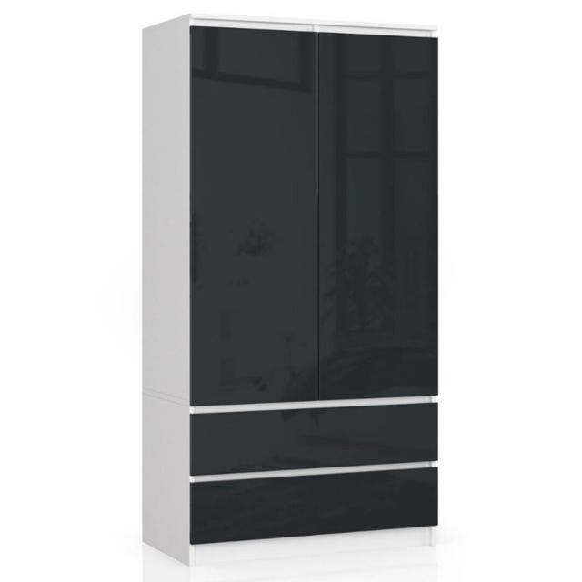 Phoebe 2 Door Wardrobe Fernleaf Finish: Graphite Gloss on Productcaster.