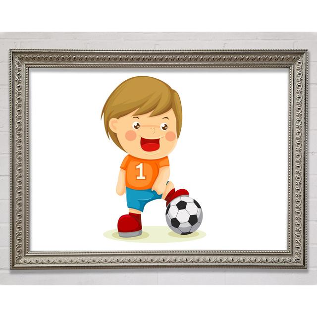 Footballer Standing On Ball Silver - Single Picture Frame Print Bright Star Size: 21cm H x 29.7cm W on Productcaster.