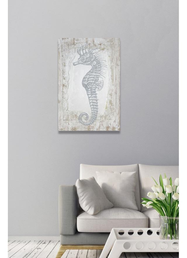 'Sea Horse in Gray/Beige' - Wrapped Canvas Graphic Art Print East Urban Home Size: 91cm H x 61cm W x 4cm D on Productcaster.