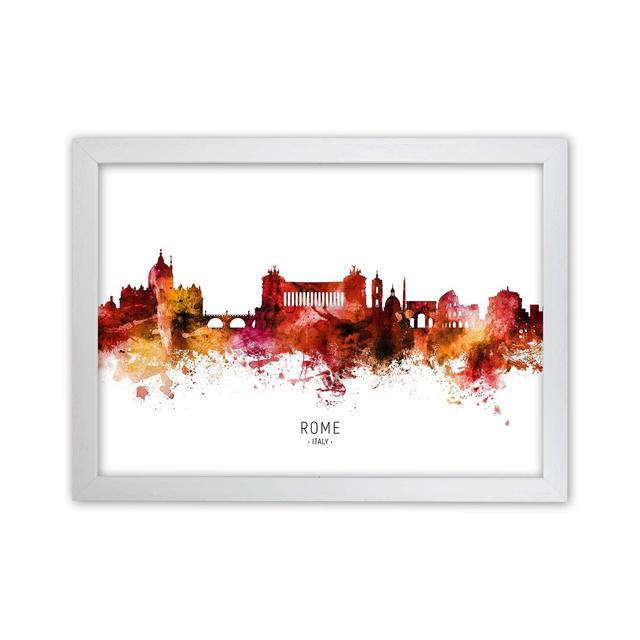 Rome Italy Skyline Red City Name by Michael Tompsett - Graphic Art Ebern Designs Size: 34cm H x 46cm W x 3cm D, Format: White Framed on Productcaster.