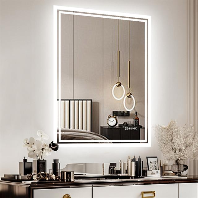 Backlit LED Bathroom Vanity Mirror Anti-Fog Ivy Bronx Size: 90cm H x 70cm W on Productcaster.