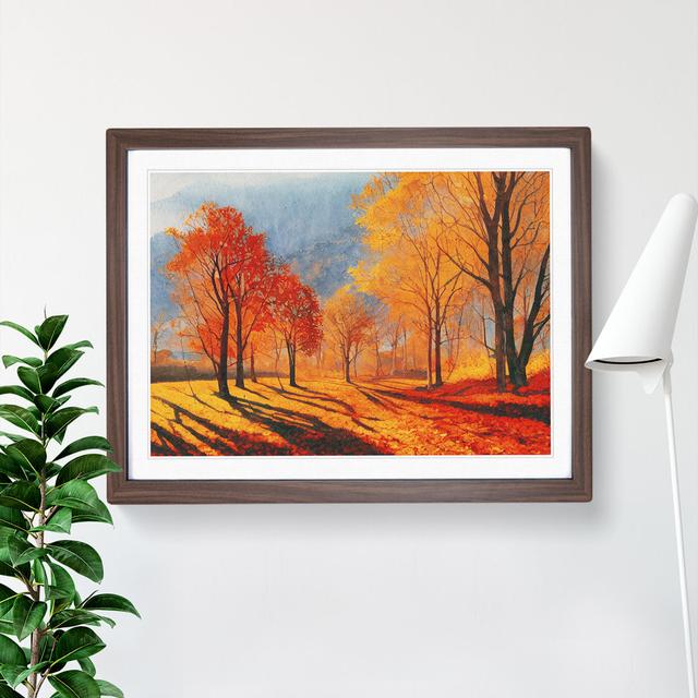 Autumn Forest in Watercolour Vol.3 - Picture Frame Graphic Art Marlow Home Co. Size: 34cm H x 46cm W x 2cm D, Frame Colour: Walnut Framed on Productcaster.