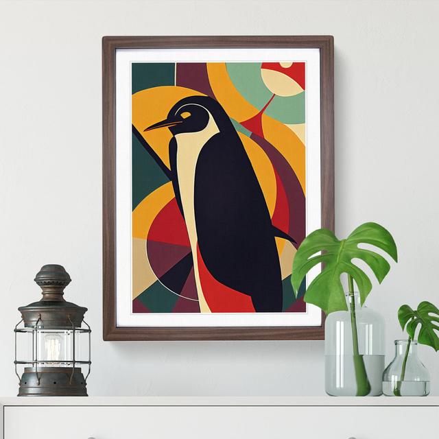 Penguin In Abstract No.2 Metro Lane Format: Walnut Framed Paper, Matte Colour: White, Size: 64cm H x 46cm W on Productcaster.