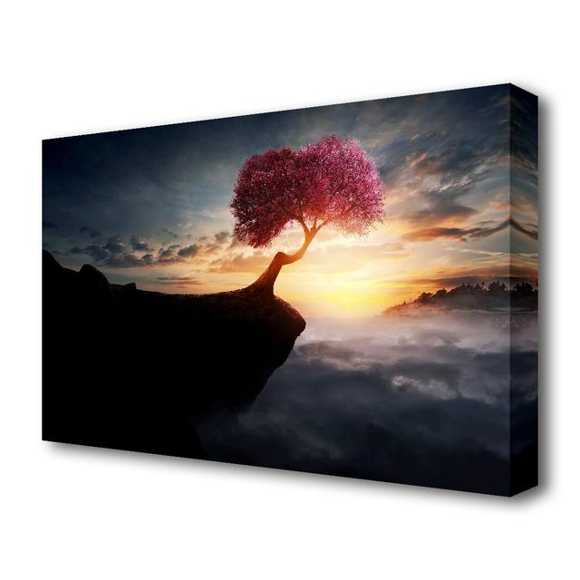 Pink Tree Cliff Top Landscape - Wrapped Canvas Photograph Print East Urban Home Size: 50.8cm H x 81.3cm W x 4.4cm D on Productcaster.