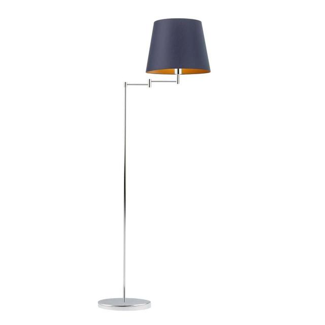 165 cm Stehlampe Eade Ebern Designs Gestellausführung: Silberfarben, Schirmfarbe: Dunkelgrau on Productcaster.