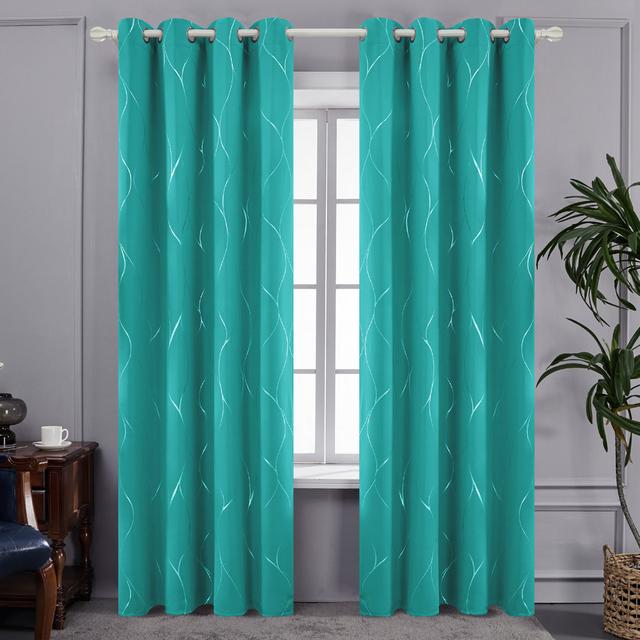 Seligman Wave Foil Printed Room Darkening Thermal Curtains (Set of 2) Metro Lane Colour: Turquoise, Panel Size: Width 168 x Drop 138 cm on Productcaster.