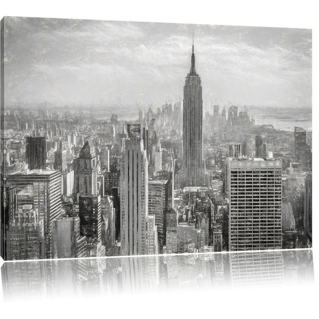 Leinwandbild Manhattan in New York in Schwarz/Weiß East Urban Home Größe: 40 cm H x 60 cm B on Productcaster.