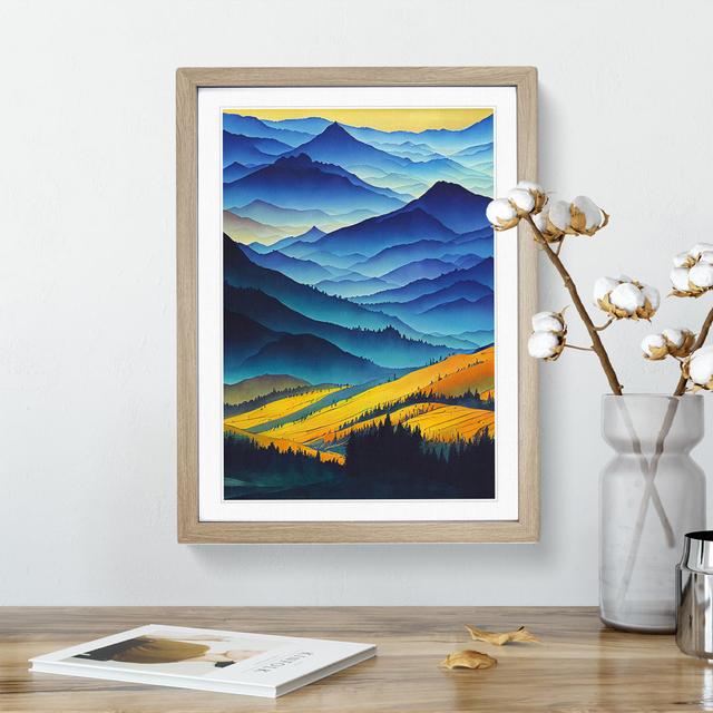 Painting Of A Mountain Landscape No.6 - Single Picture Frame Print Alpen Home Frame Colour: Oak, Size: 64cm H x 46cm W on Productcaster.