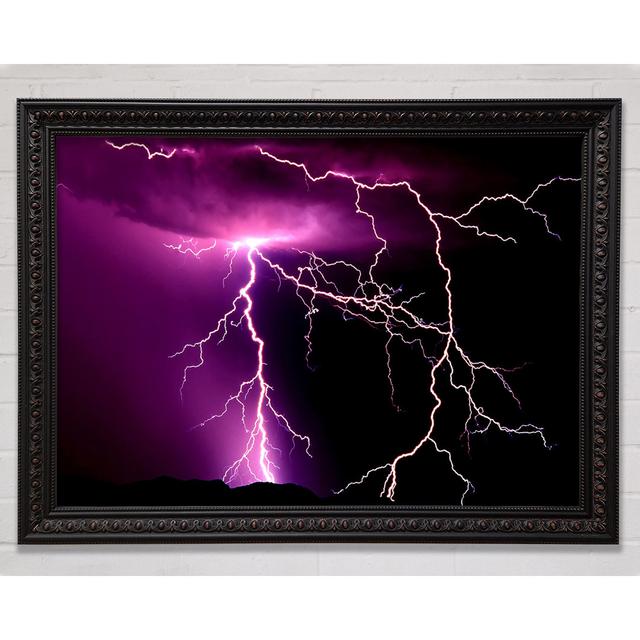 Lightning Storm - Single Picture Frame Art Prints Ebern Designs Size: 59.7cm H x 84.1cm W x 3cm D on Productcaster.