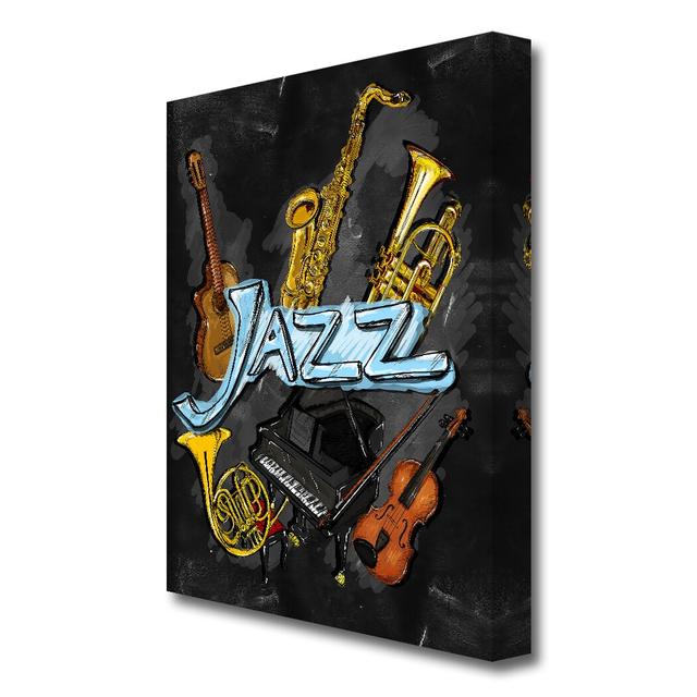 Jazz Instruments Music - Wrapped Canvas Painting Print East Urban Home Size: 142.2 cm H x 101.6 cm W on Productcaster.