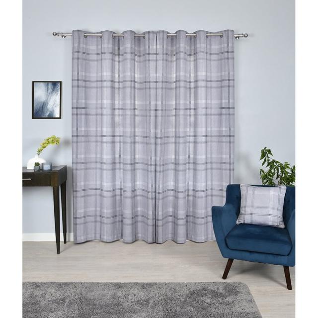 Printed Check Eyelet Room Darkening Curtains (Set of 2) Brambly Cottage Panel Size: Width 168 x Drop 183 cm, Colour: Grey on Productcaster.