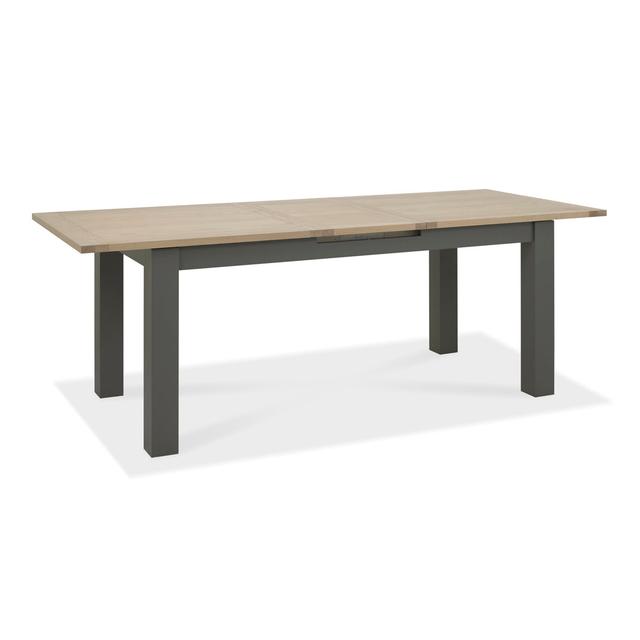 Oakham Dark Grey/Scandi Oak 6-8 Extension Table With Slatted Chairs In Dark Grey Rosalind Wheeler on Productcaster.