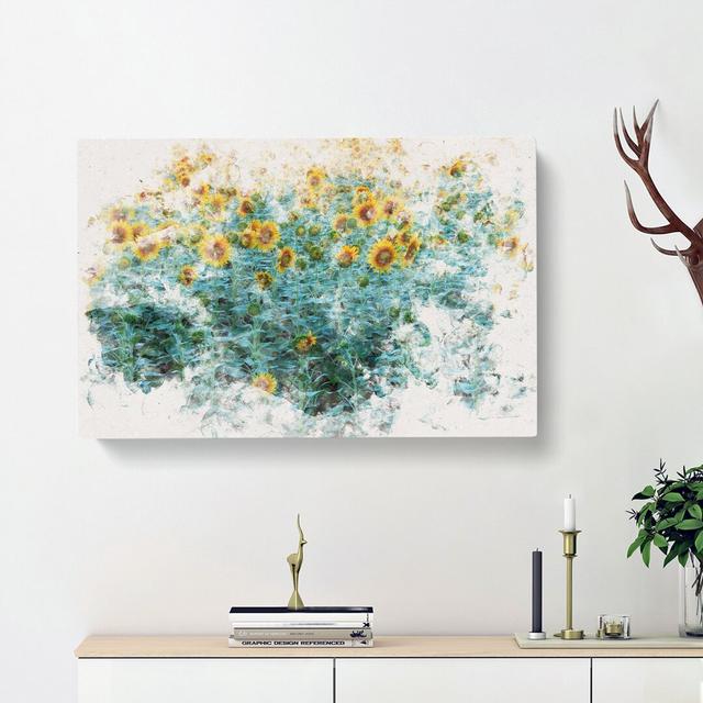 Sunflowers Soon To Bloom - Wrapped Canvas Print East Urban Home Size: 60cm H x 91cm W x 3cm D on Productcaster.