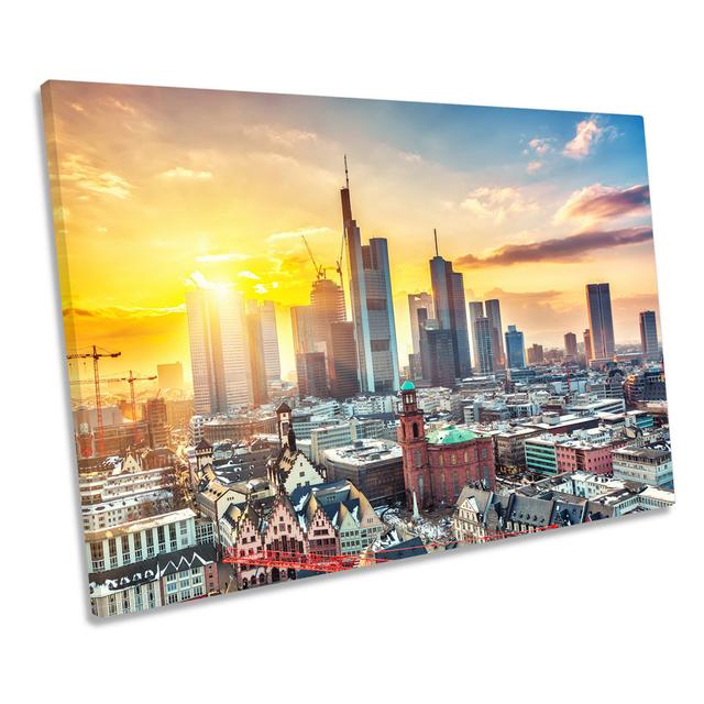 Frankfurt Sunset Germany City - Wrapped Canvas Print Ebern Designs Size: 30.5cm H x 45.7cm W x 2cm D on Productcaster.