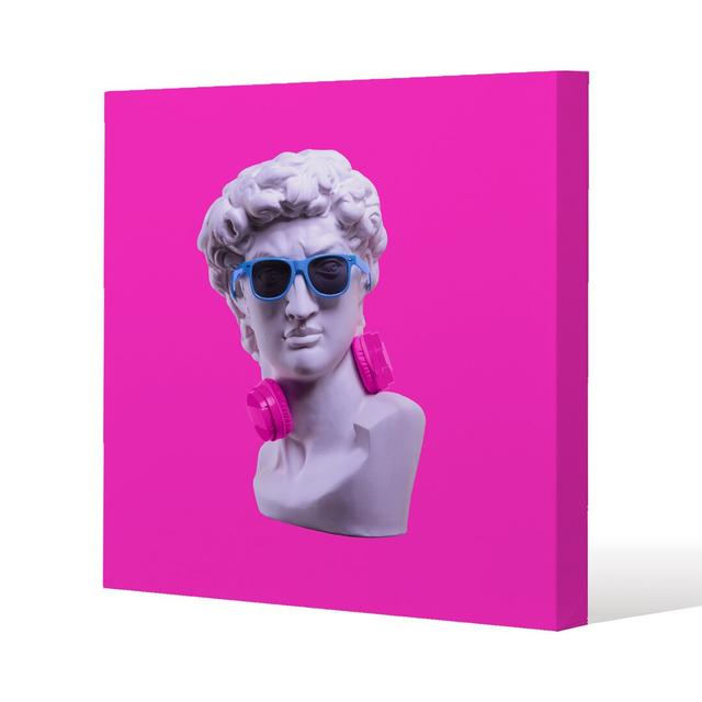 Plaster Statue Of David''s Head In Blue Sunglasses Canvas Print Andrew Lee on Productcaster.