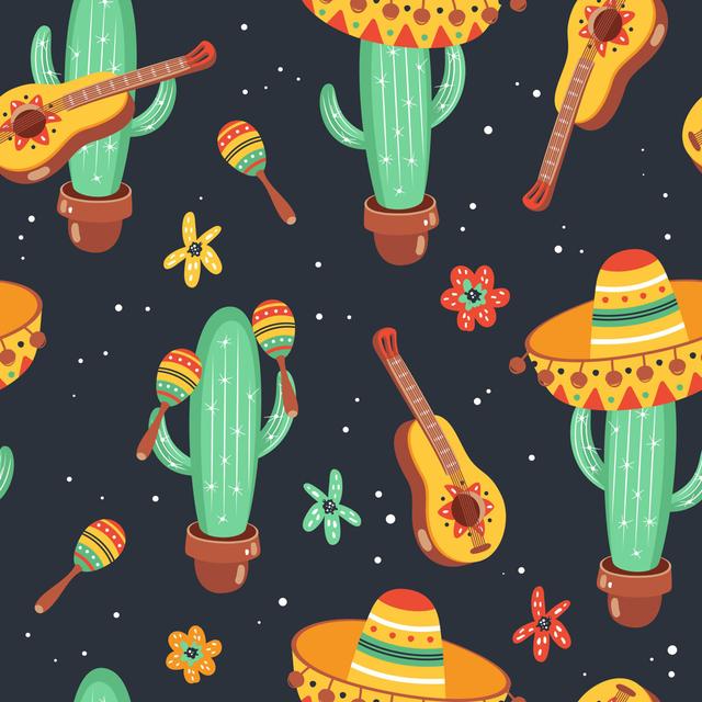 Dewsbury Mexican Seamless Pattern by Daria Voskoboeva - Wrapped Canvas Graphic Art Natur Pur Size: 30cm H x 30cm W x 3.8cm D on Productcaster.