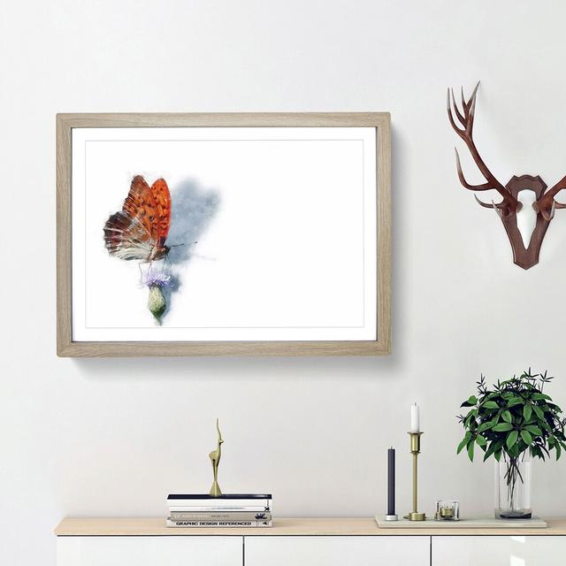 Orange Butterfly on a Thistle - Picture Frame Graphic Art Print East Urban Home Size: 62cm H x 87cm W x 2cm D, Frame Option: Oak Framed on Productcaster.