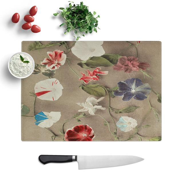 Glass Group of Morning Glories by Kazumasa Ogawa Chopping Board East Urban Home Size: 39 cm W x 28.5 cm L on Productcaster.