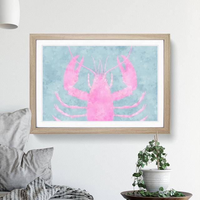 Pink and Duck Egg Blue Lobster - Picture Frame Graphic Art Print East Urban Home Format: Oak, Size: 45cm H x 63cm W x 2cm D on Productcaster.