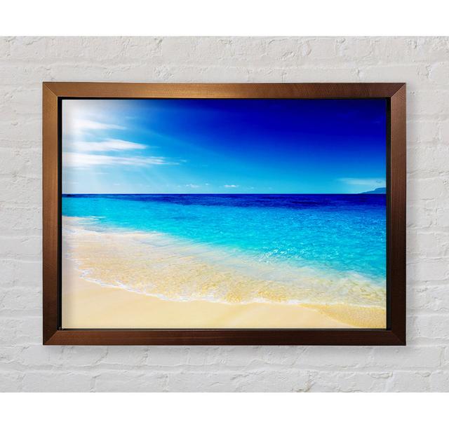 Turquoise Ocean Sun Blaze Framed Print Highland Dunes Size: 100cm H x 141.1cm W on Productcaster.